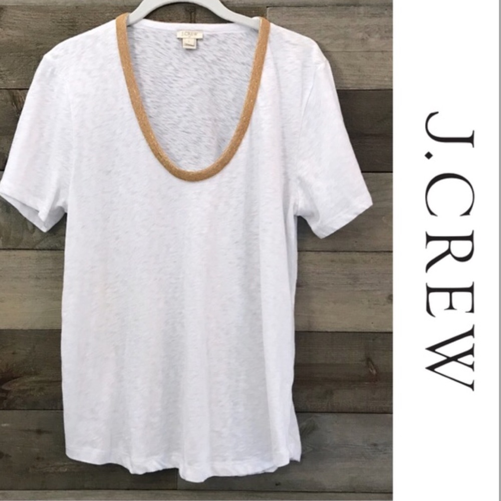 Jcrew Short Sleeve Gold Bead Embellished Shirt